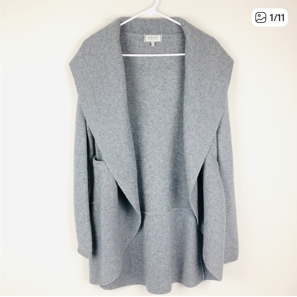 Dunedin Like New 100% Cashmere Long Line Open Front Sweater Cardigan S